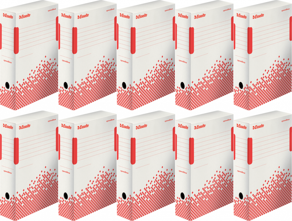 10x Pudło archiwizacyjne Esselte Speedbox do dokumentów, 100mm, biały