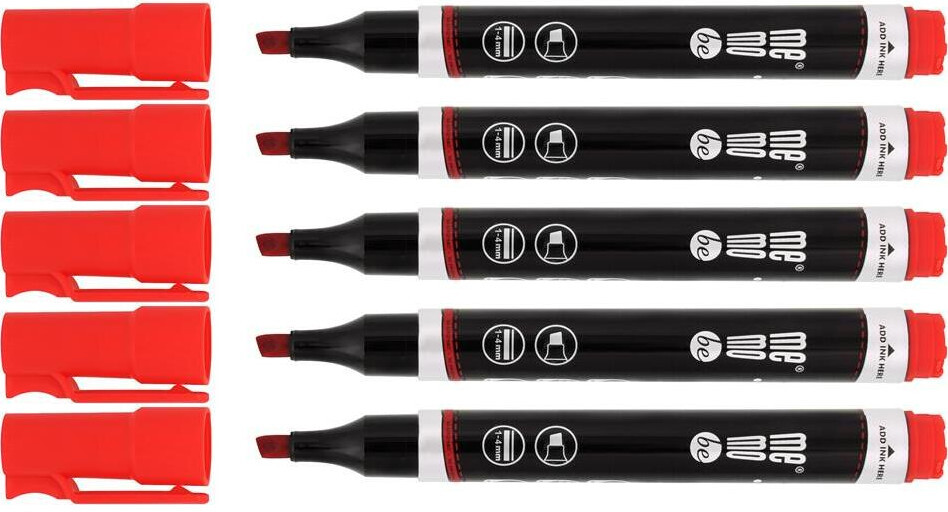5x Marker permanentny MemoBe, ścięta, czerwony
