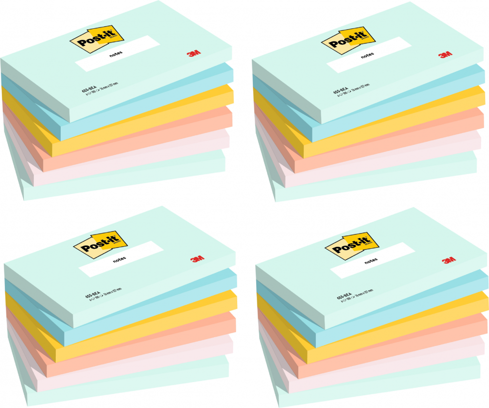 4x Karteczki samoprzylepne Post-it Paleta Marzycielska, 76x127mm, 6x100 karteczek, mix kolorów