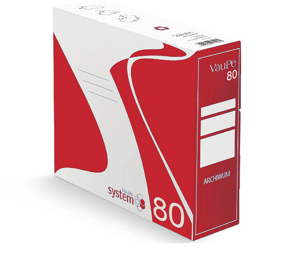 Pudło archiwizacyjne VauPe, do luźnych dokumentów, 80mm, czerwony