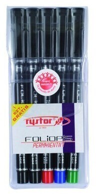 2x foliopis Rystor, FF, okrągła, 0.6 mm, 5 sztuk, mix kolorów