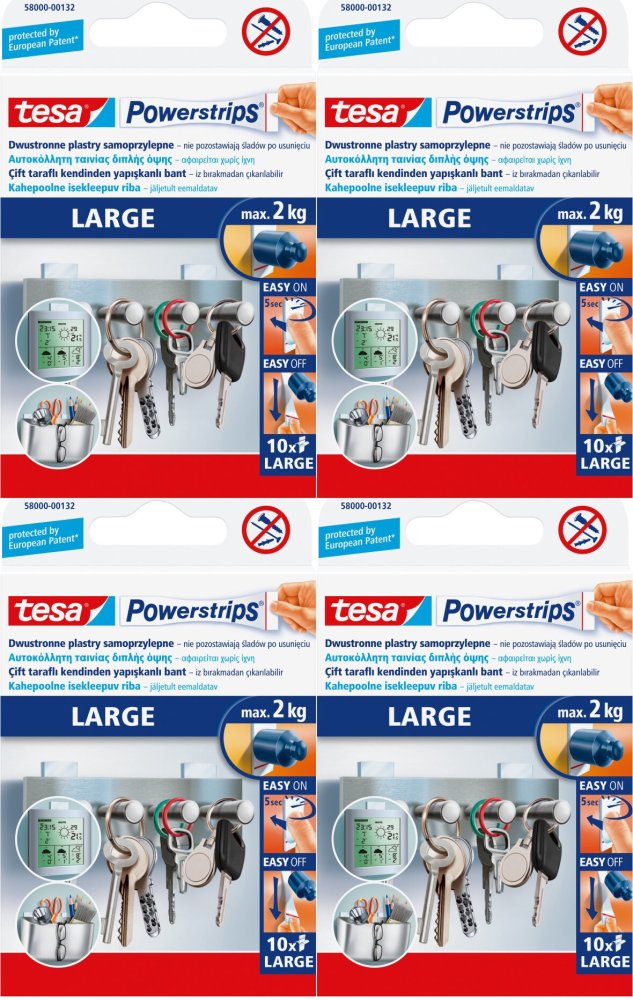 4x Plastry mocujące tesa Powerstrips, 10 sztuk, biały