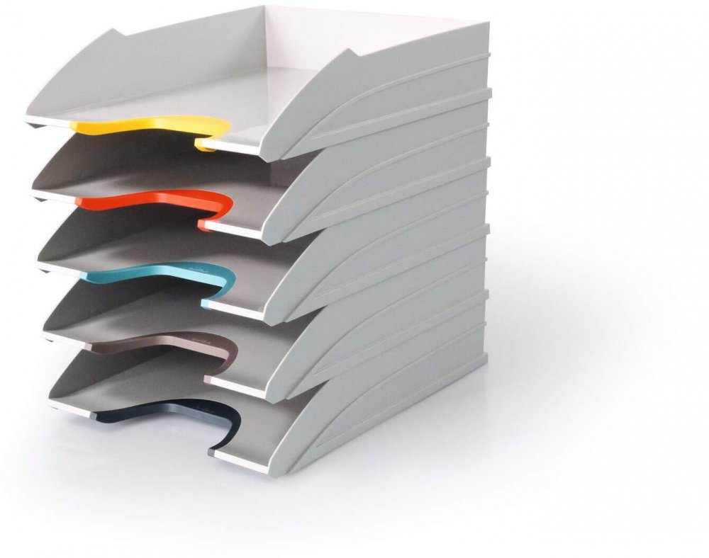 Zestaw 5 półek na dokumenty Durable Varicolor, A4, plastikowy, biały