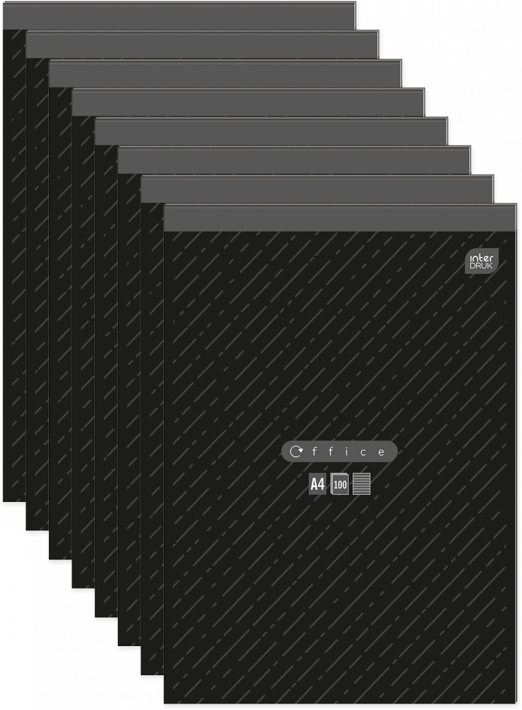 8x Blok biurowy w linie Interdruk, A4, 100 kartek, mix wzorów