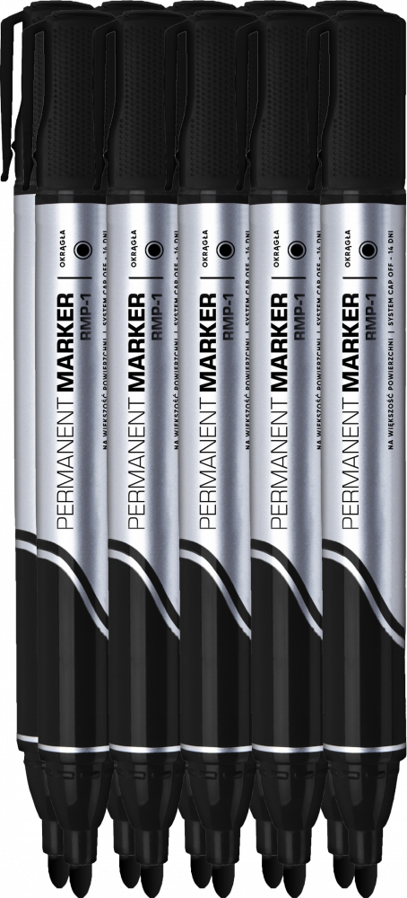10x marker permanentny Rystor, RMP-1, okrągła, 4mm, czarny