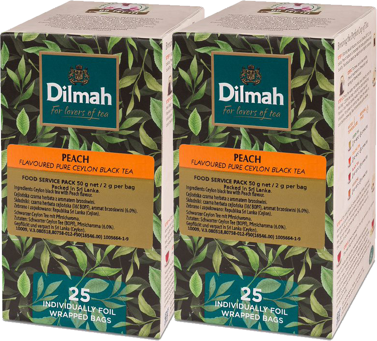 2x herbata czarna aromatyzowana w kopertach Dilmah, brzoskwinia, 25 sztuk x 2g