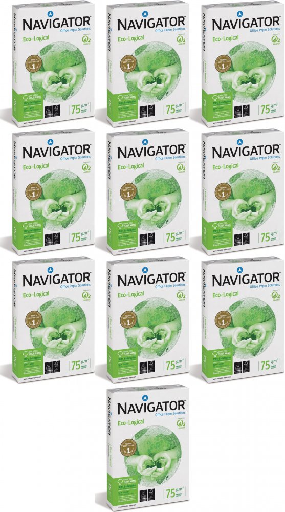 10x Papier ksero ekologiczny Navigator Eco-Logical, A4, 75g/m2, 500 arkuszy, biały