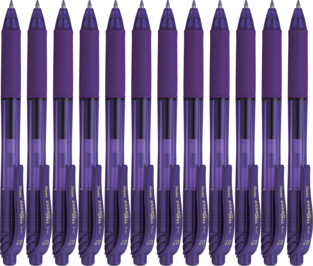 12x Pióro kulkowe automatyczne Pentel, EnerGel BL-107, 0.7mm, fioletowy