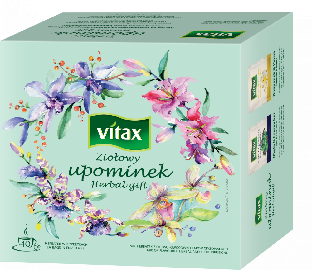 Zestaw herbat ziołowo-owocowych w kopertach Vitax Ziołowy Upominek, 4 smaki, 40 sztuk x 2g