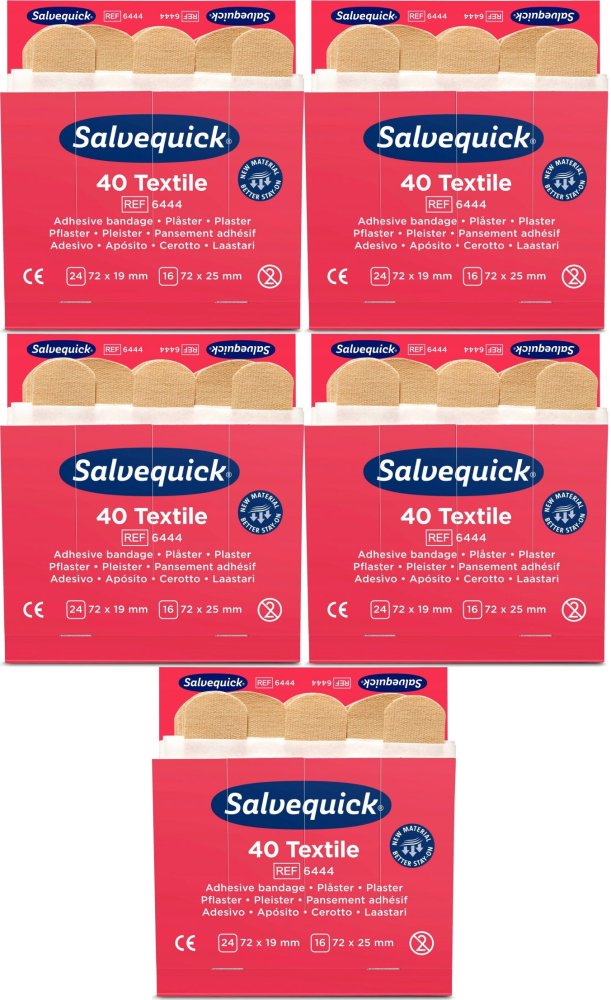 5x Plastry tekstylne Cederroth Salvequick (REF-6444), 40 sztuk