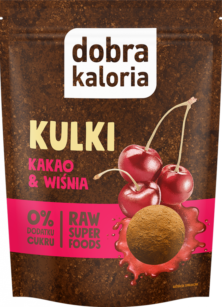 Kulki kakaowe dobra kaloria, kakao i wiśnia, bez cukru, 58g
