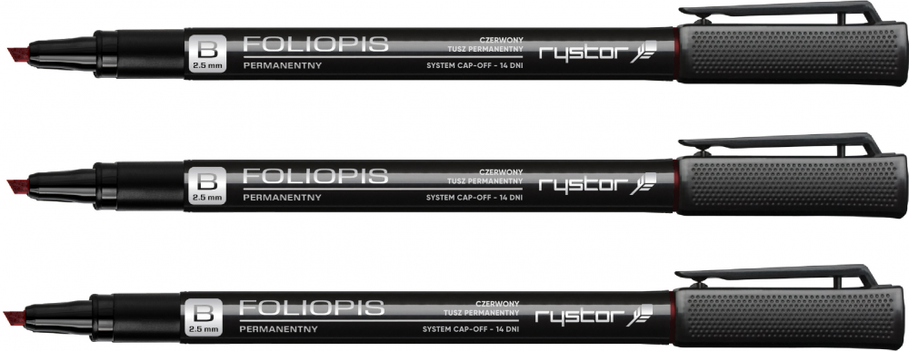 3x foliopis Rystor, FB, ścięta, 2.5mm, czerwony