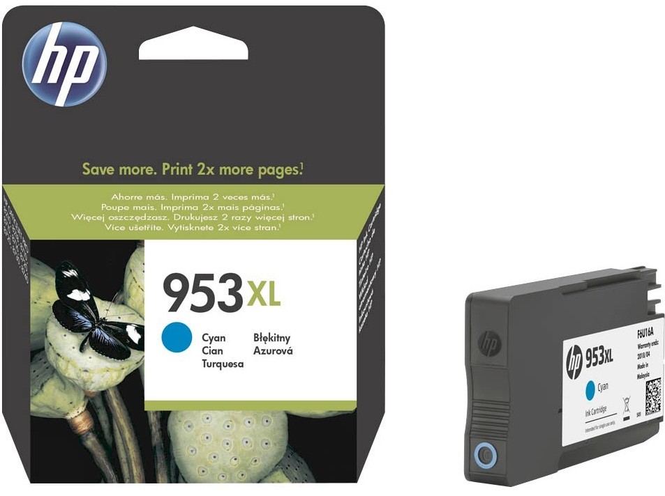 Tusz HP 953XL (F6U16AE), 1600 stron, cyan (błękitny)