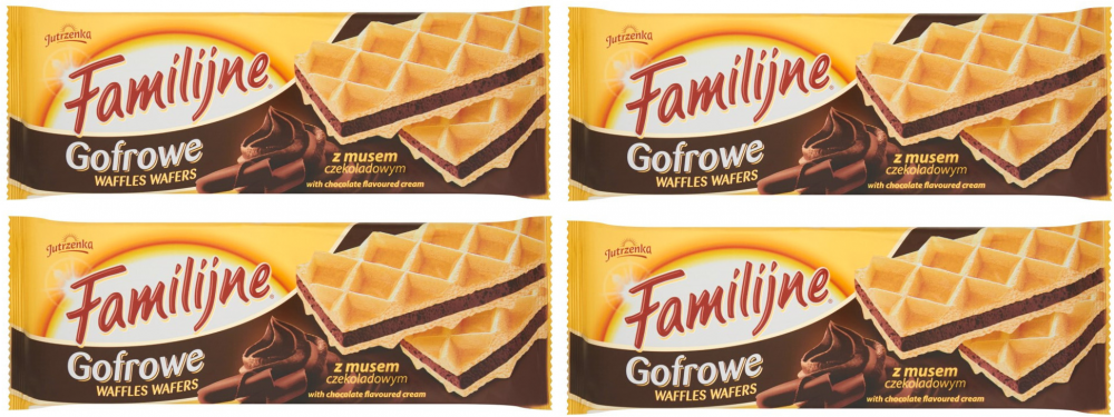 4x wafle Familijne gofrowe Jutrzenka, czekoladowy, 150g