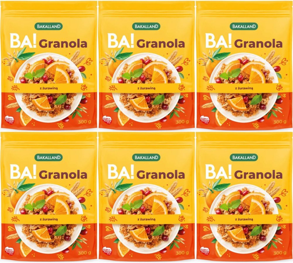 6x Granola Bakalland BA! z żurawiną, 300g