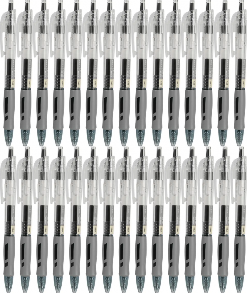 36x Długopis żelowy Deli Arris, automatyczny, 0.5mm, czarny
