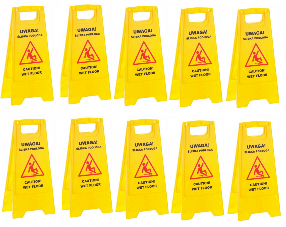 10x Tablica ostrzegawcza Merida, "Uwaga śliska podłoga"