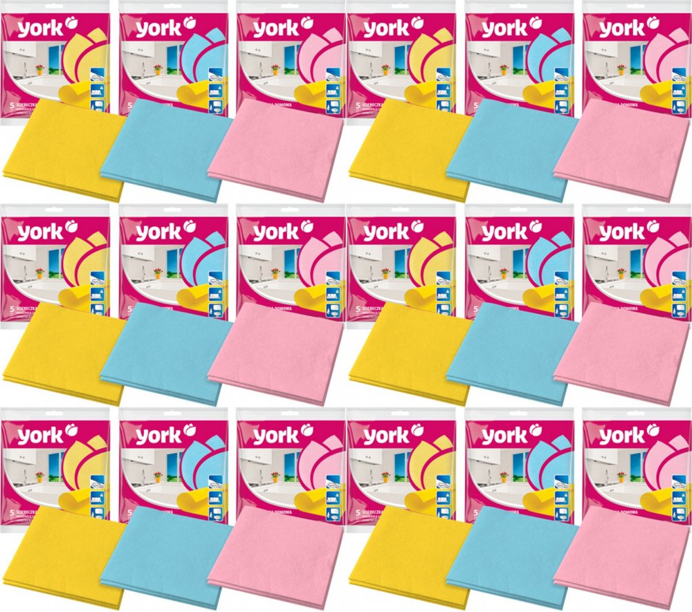 18x Ściereczka domowa York, 5 sztuk, mix kolorów