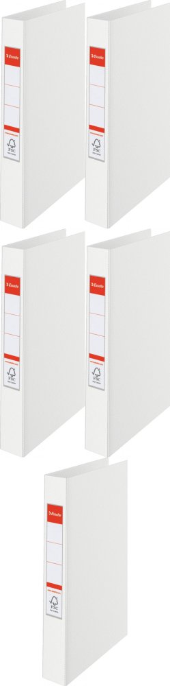 5x Segregator Esselte Vivida, A4, szerokość grzbietu 42mm, do 190 kartek, 2 ringi, biały