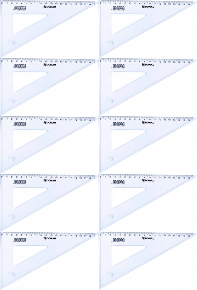 10x Ekierka Donau, duża, 19cm, 60 stopni, przezroczysty