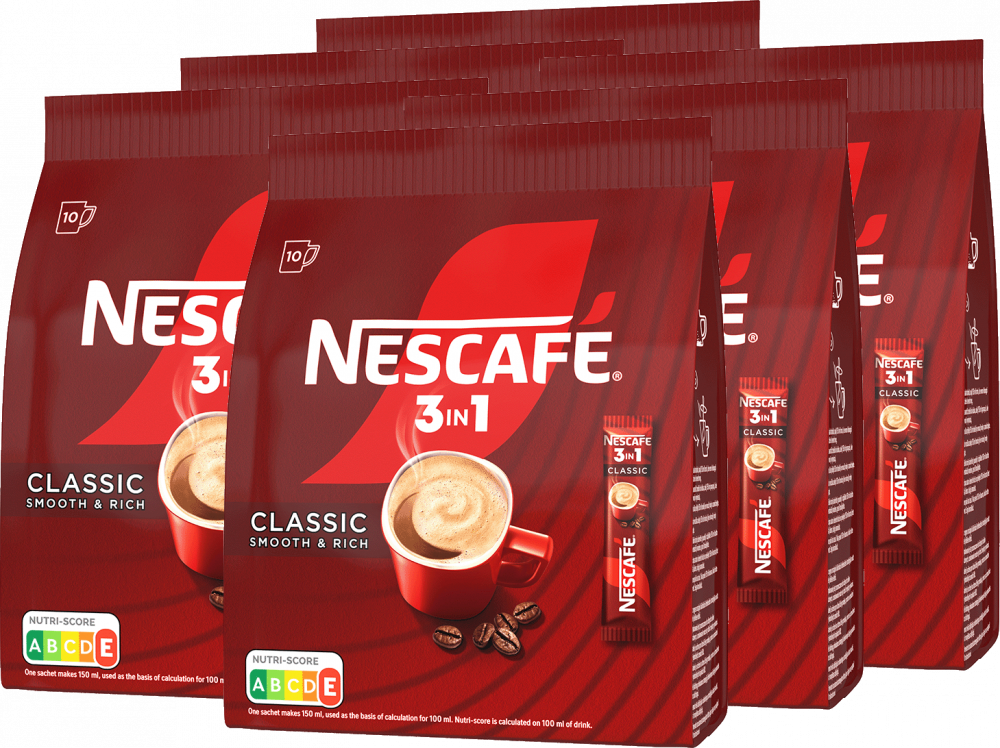 6x Kawa rozpuszczalna w saszetkach Nescafé 3w1 Classic, 10 sztuk x 16.5g