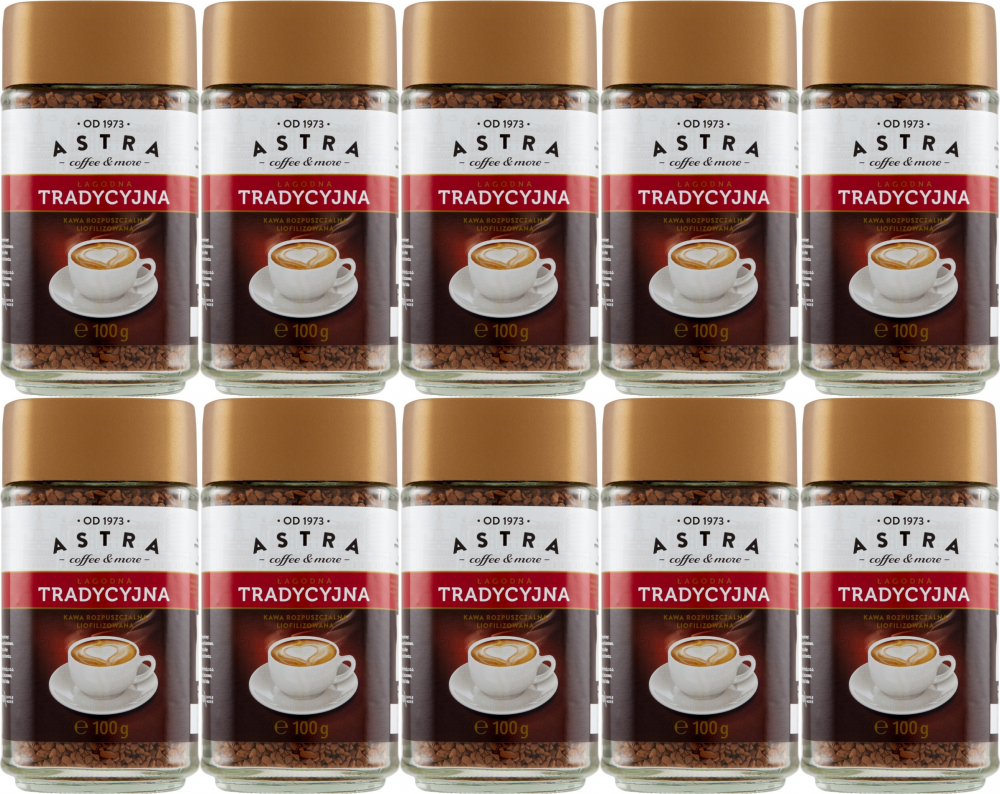 10x Kawa rozpuszczalna Astra Łagodna Tradycyjna, 100g