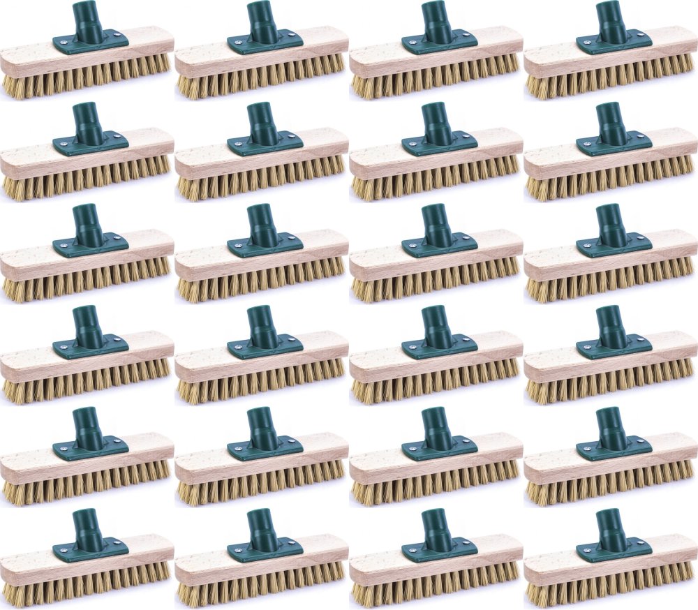 24x Szrober/ miotła drewniana do szorowania York 000300, z gwintem na kij, 24cm