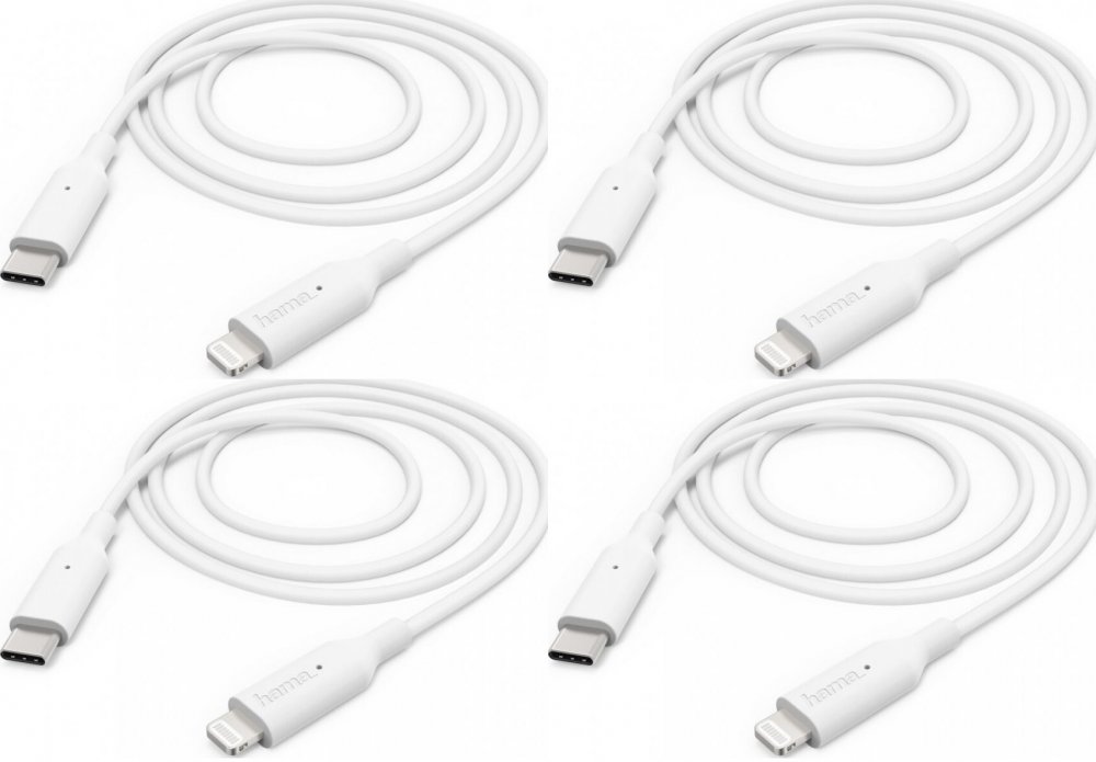 4x Kabel USB Hama do Apple iPhone Lightning/ USB-C, 1m, biały