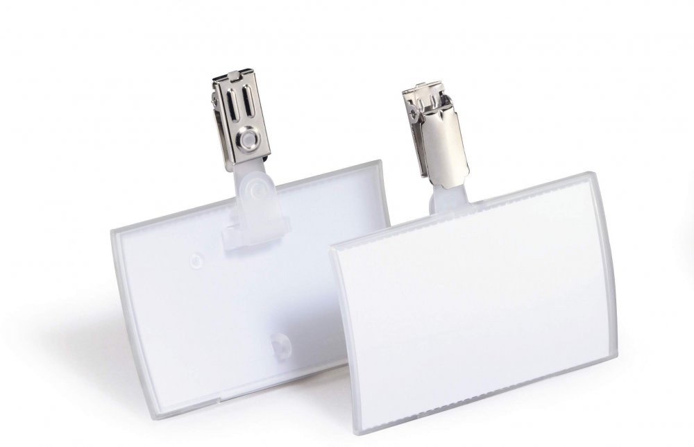 Identyfikator Durable Click Fold, z klipem, 54x90mm, 25 sztuk, przezroczysty