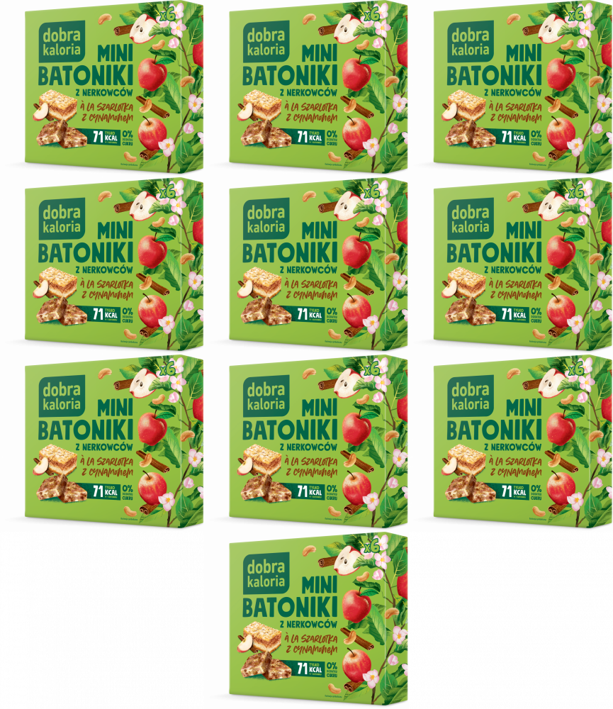 10x Mini batoniki z nerkowców a'la szarlotka z cynamonem, Dobra Kaloria, 6 sztuk, 102g