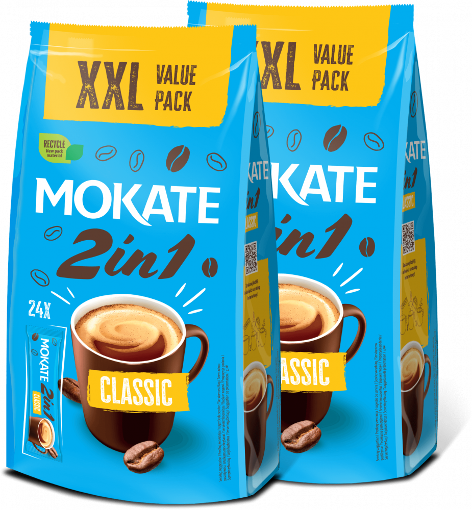 2x Kawa rozpuszczalna w saszetkach Mokate 2w1 Classic XXL, 24 sztuki x 8g
