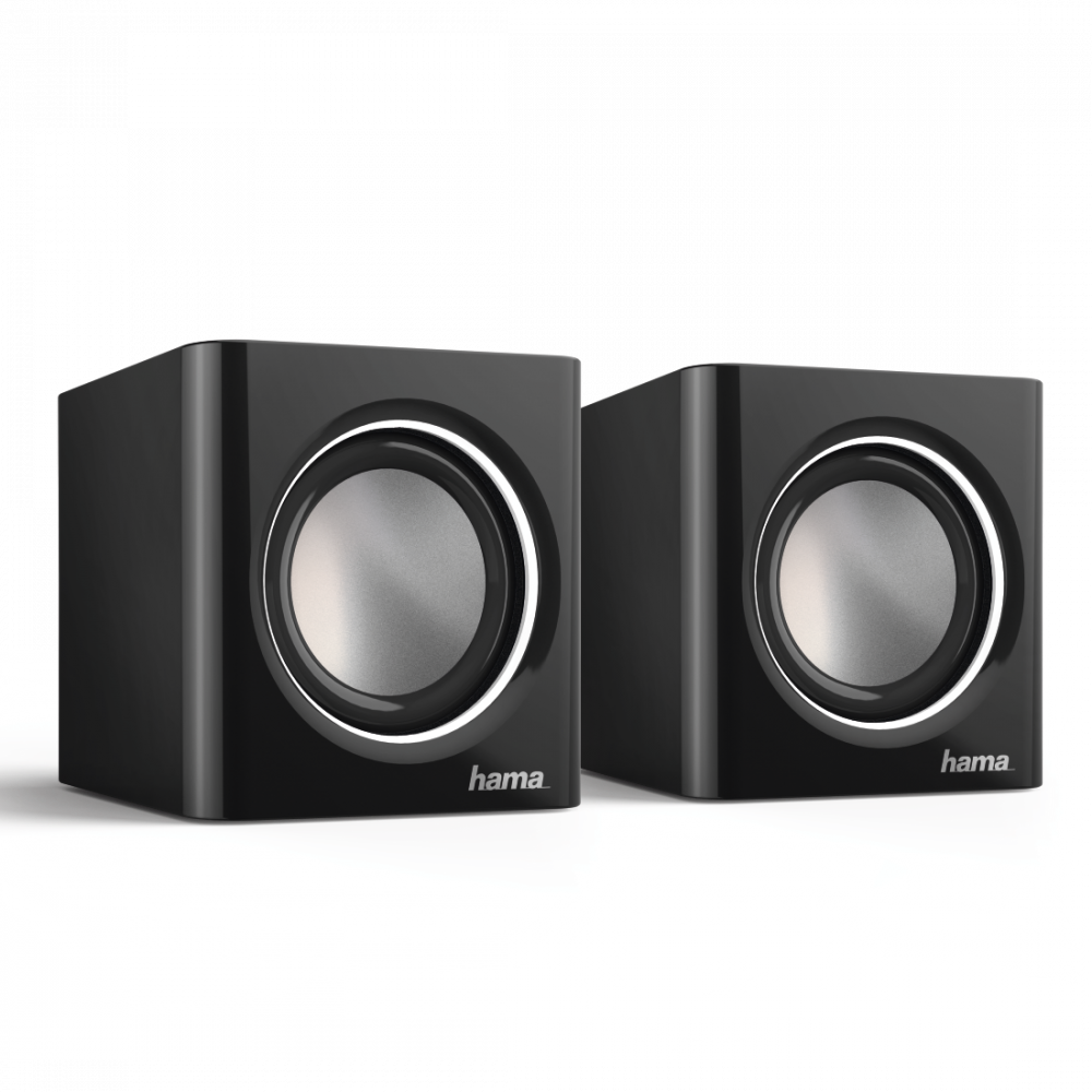 Głośnik do notebooka Hama Sonic Mobil 185, 7x7x7cm, 2 sztuki, czarno-srebrny