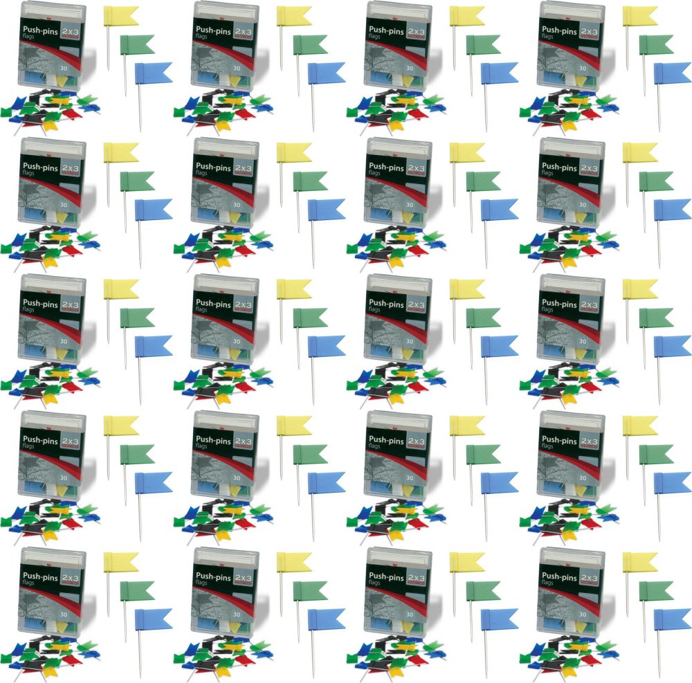 20x Pinezki flagi 2x3, 30 sztuk, mix kolorów
