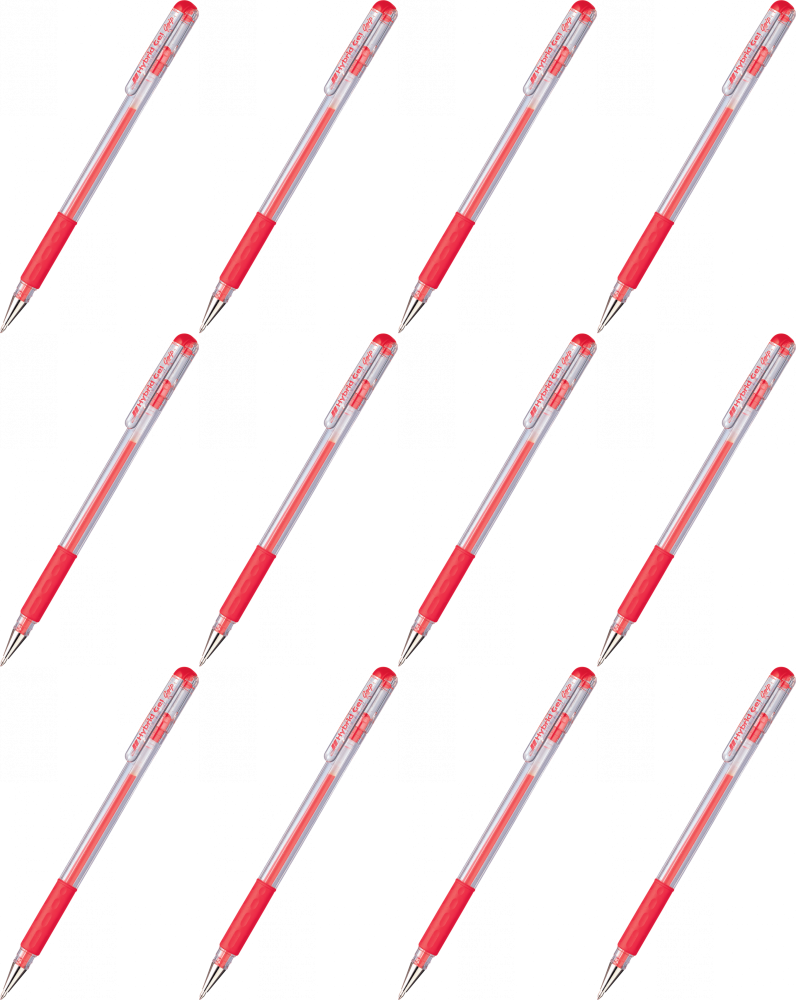 12x Długopis żelowy Pentel, K116, 0.6mm, czerwony