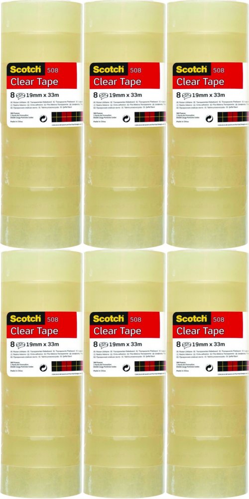 6x Taśma klejąca Scotch (508), 19mmx33m, 8 sztuk, jasnożółty