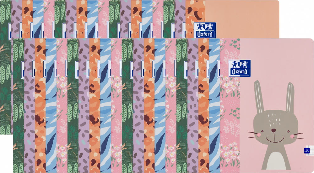 60x Zeszyt w kratkę Oxford Kids, A5, miękka oprawa, 16 kartek, mix wzorów