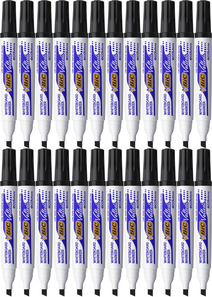 24x Marker suchościeralny Bic, Velleda ECOlutions, ścięta czarny
