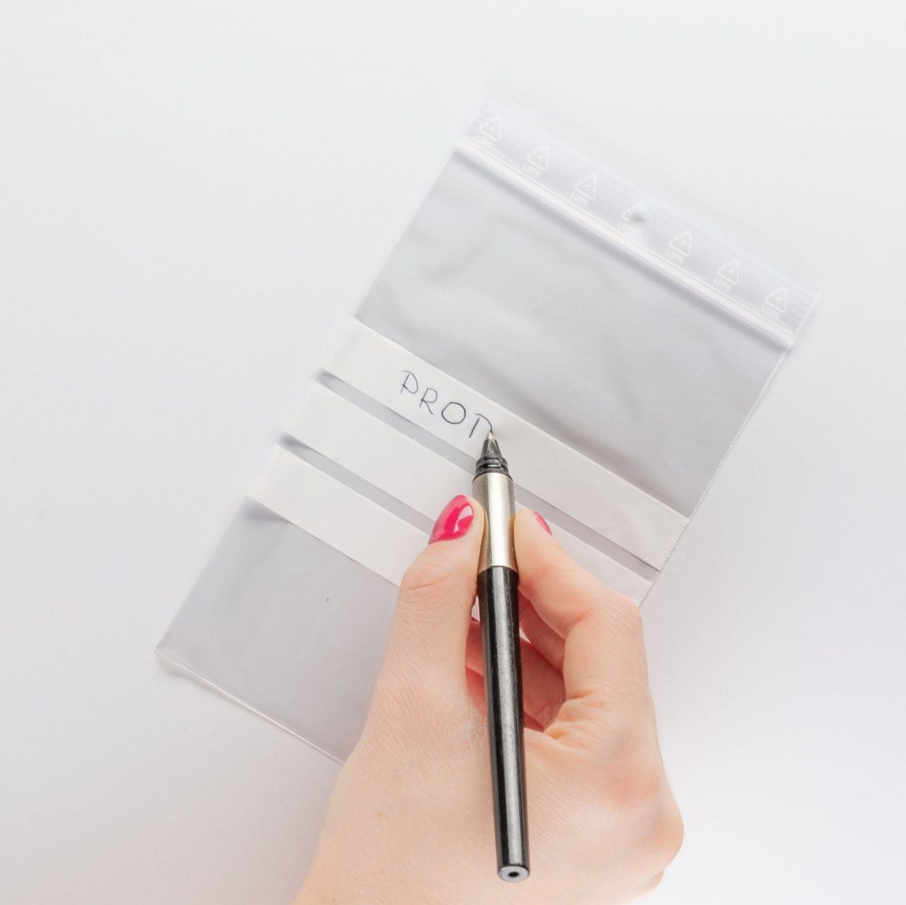 Woreczki strunowe z polami do opisu Isopack, 80x120mm, 100 sztuk, bezbarwny