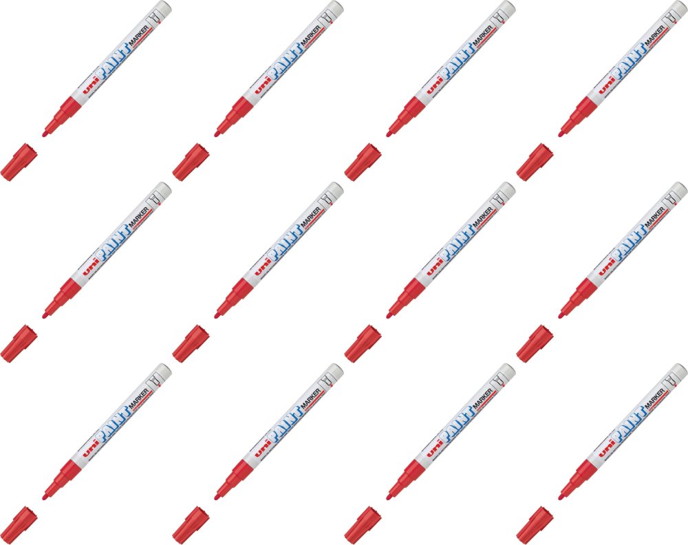 12x Marker olejowy Uni PX-21, okrągła, 1.2 mm, czerwony