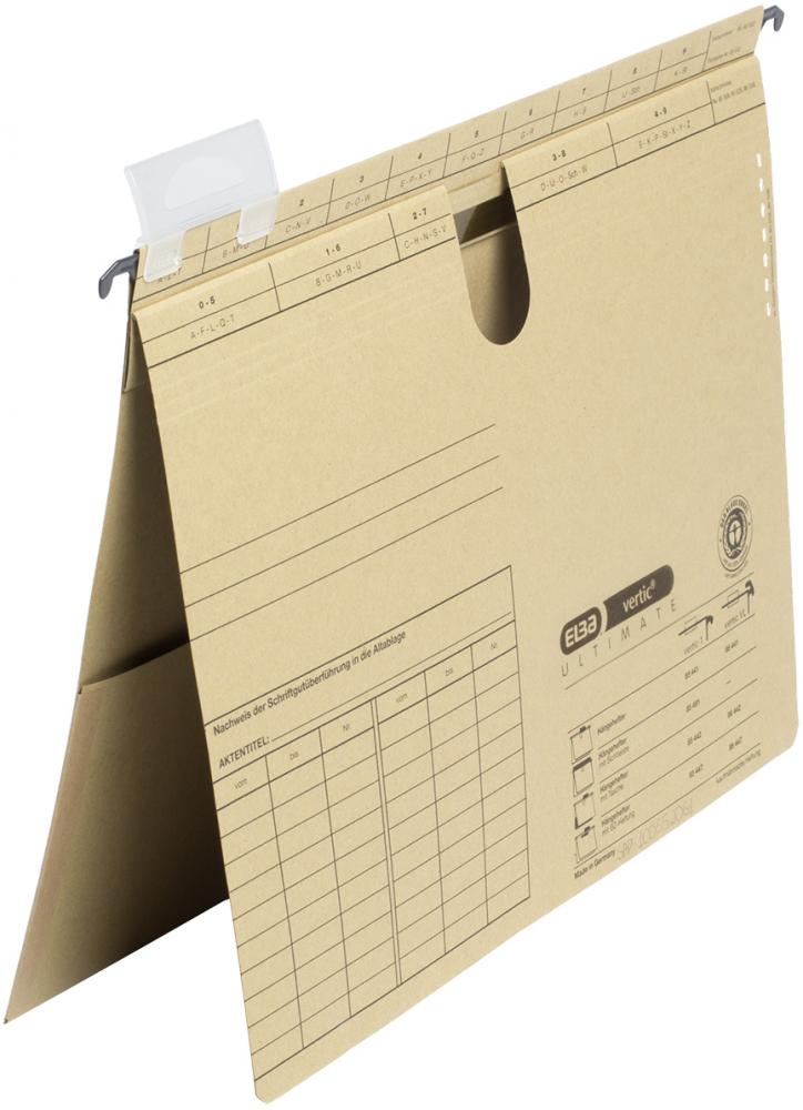 Skoroszyt zawieszany Elba Vertic Ultimate, z kieszenią, 24.5x31.8cm, 230g/m2, beżowy