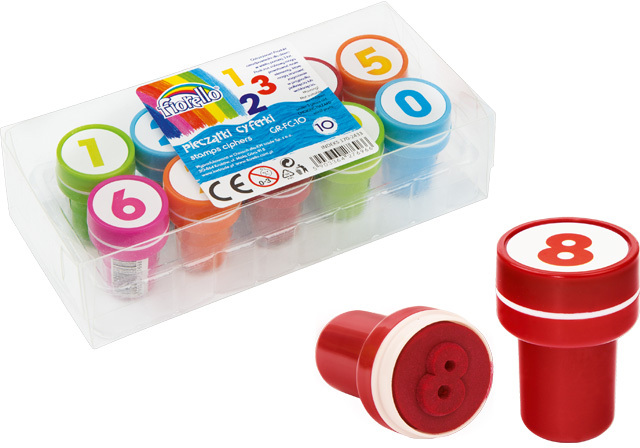 Pieczątki cyferki Fiorello GR-FC10, 10 sztuk, mix kolorów