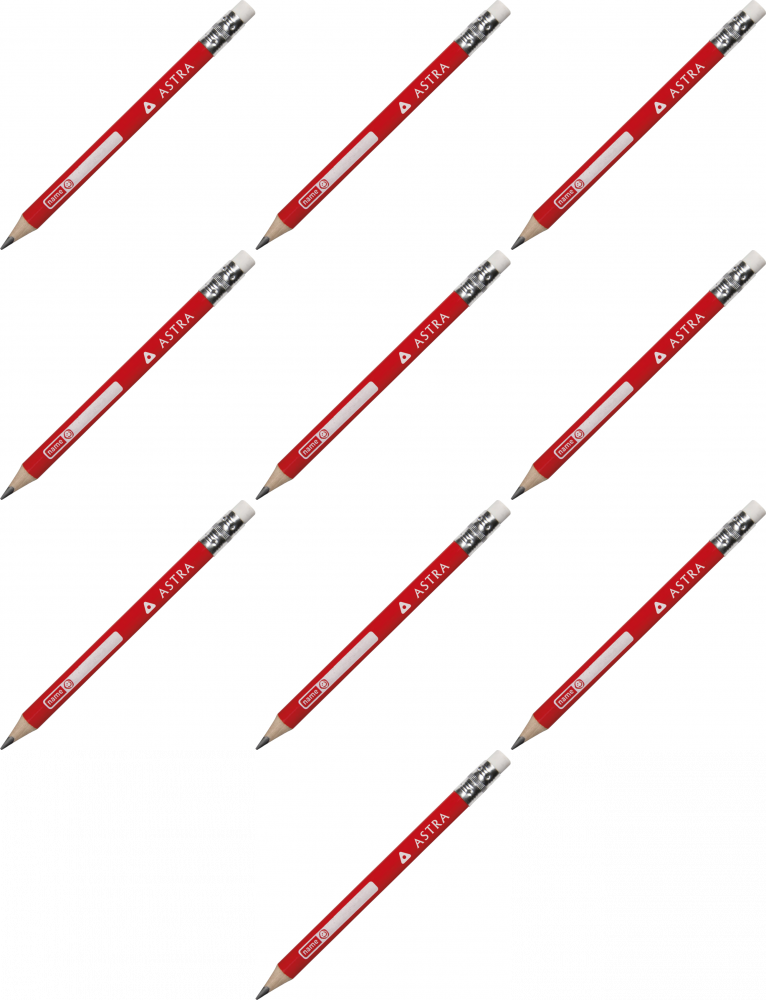 10x Ołówek do nauki pisania Astra Jumbo Grip, HB, z gumką, czerwony