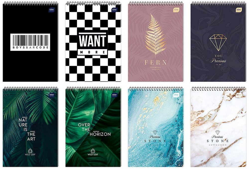 Kołonotatnik Interduk, A5, w kratkę, 100 kartek, mix wzorów