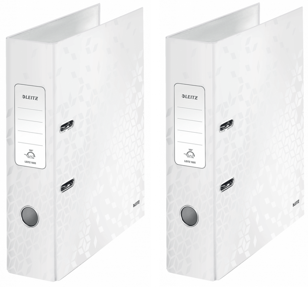 2x Segregator A4 Leitz Wow 180°, 80mm, do 600 kartek, biały
