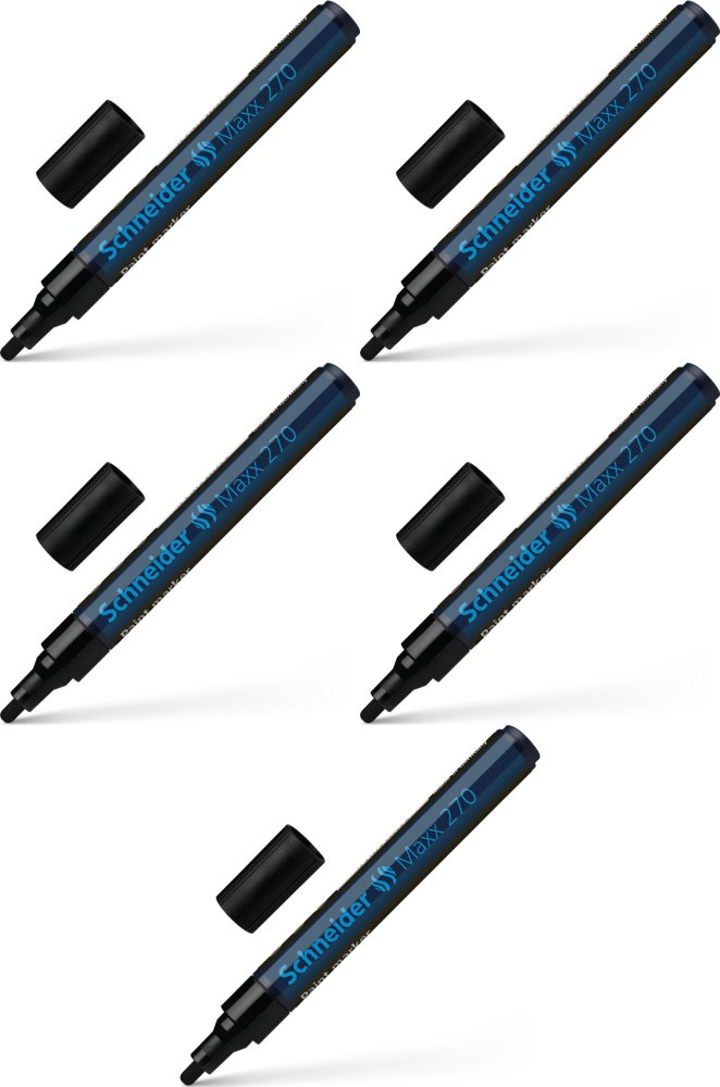 5x Marker olejowy Schneider, Maxx 270, okrągła, 1-3 mm, czarny