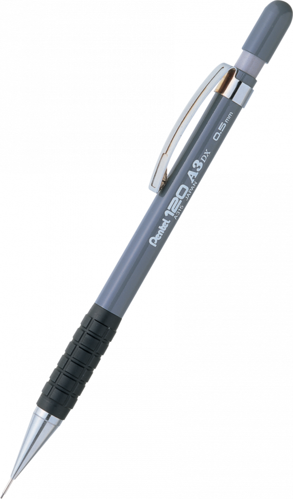 Ołówek automatyczny Pentel A300, 0.5mm, z gumką, szary