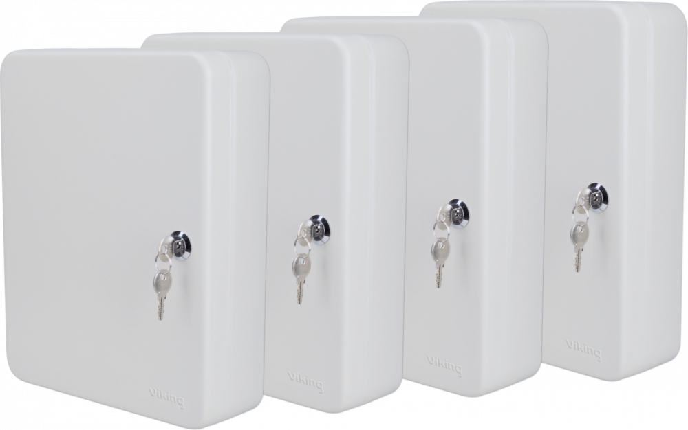 4x Szafka na klucze Viking, na 80 kluczy, z zawieszkami, szary