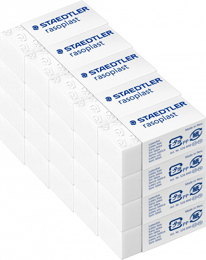 20x Gumka ołówkowa Staedtler, Rasoplast, 33x16x13mm, biały