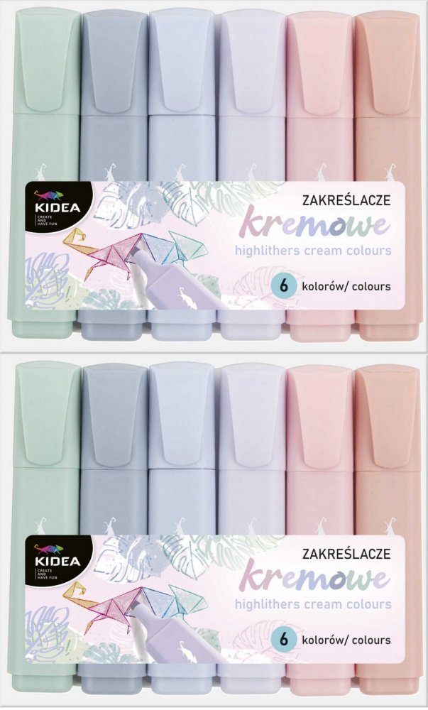 2x Zakreślacze Kidea, 6 sztuk, mix kolorów kremowych