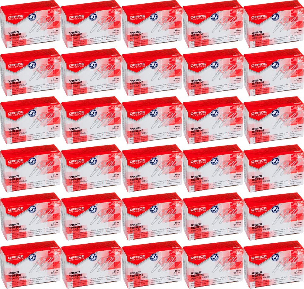 100x Spinacz Office Products, trójkątny, 31mm, 100 sztuk, srebrny